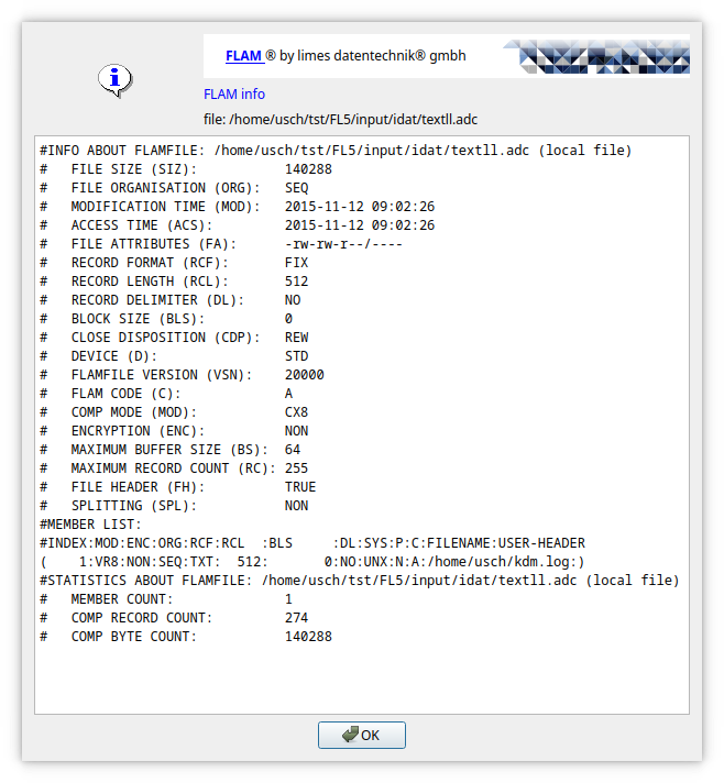 flam GUI tool file meta information